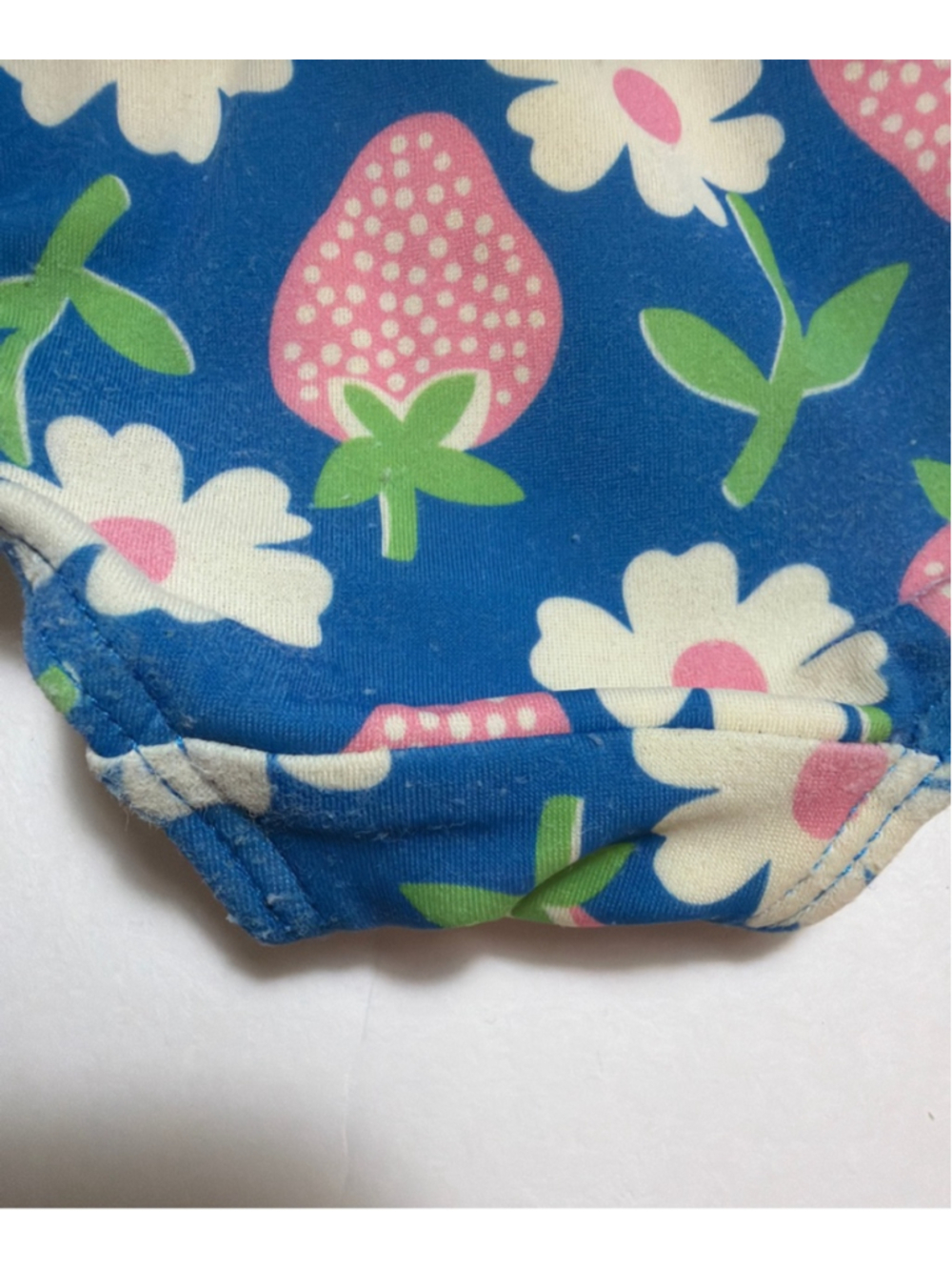 Girls Mini Boden One Piece Swimsuit 3T Blue Pink Strawberry Floral Bathing Suit - Picture 4 of 5